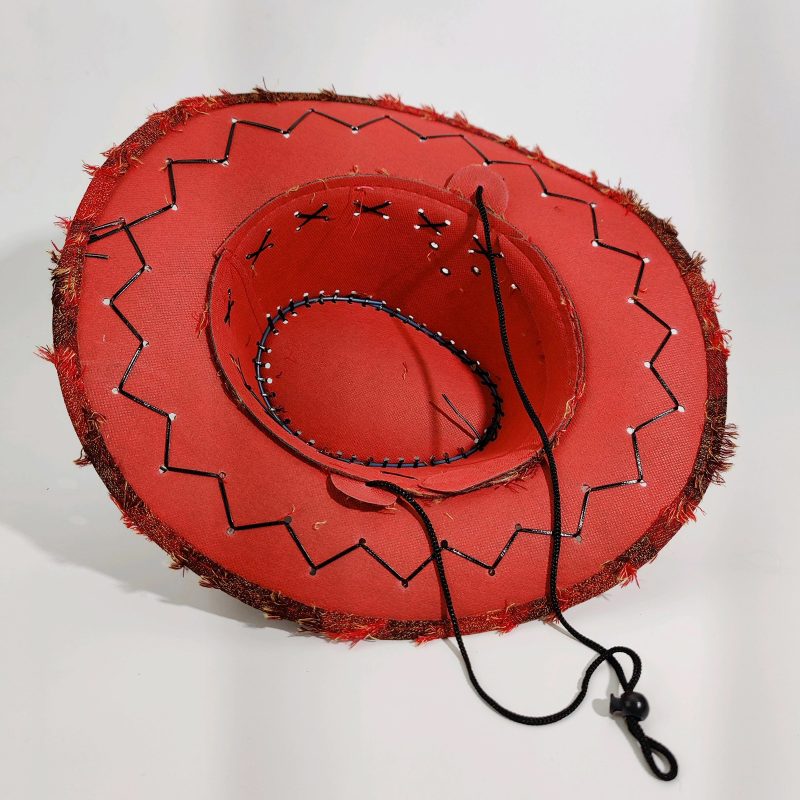 Lamuusaa Western Style Wide Brimmed Hat with Decorative Band Sun Protection Cowgirl Cap for Men Women Outdoor Wear - Image 2