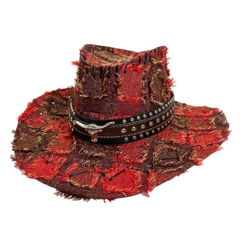 Lamuusaa Western Style Wide Brimmed Hat with Decorative Band Sun Protection Cowgirl Cap for Men Women Outdoor Wear - Image 9