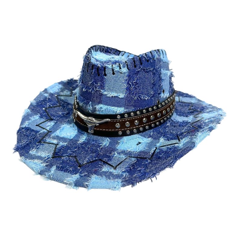 Lamuusaa Western Style Wide Brimmed Hat with Decorative Band Sun Protection Cowgirl Cap for Men Women Outdoor Wear - Image 10