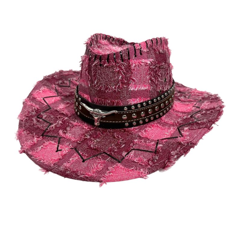 Lamuusaa Western Style Wide Brimmed Hat with Decorative Band Sun Protection Cowgirl Cap for Men Women Outdoor Wear - Image 11