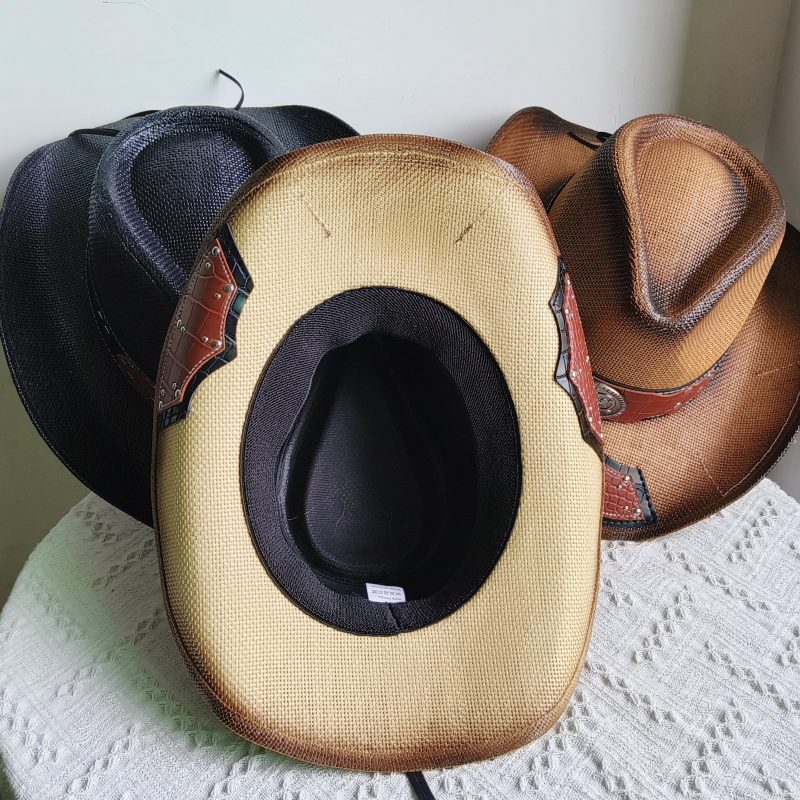 Retro Western Cowboy Straw hat men women Fashion Large Brim straw hat Party Outdoor summer Sunshade Jazz Hat sombrero vaquero - Image 3