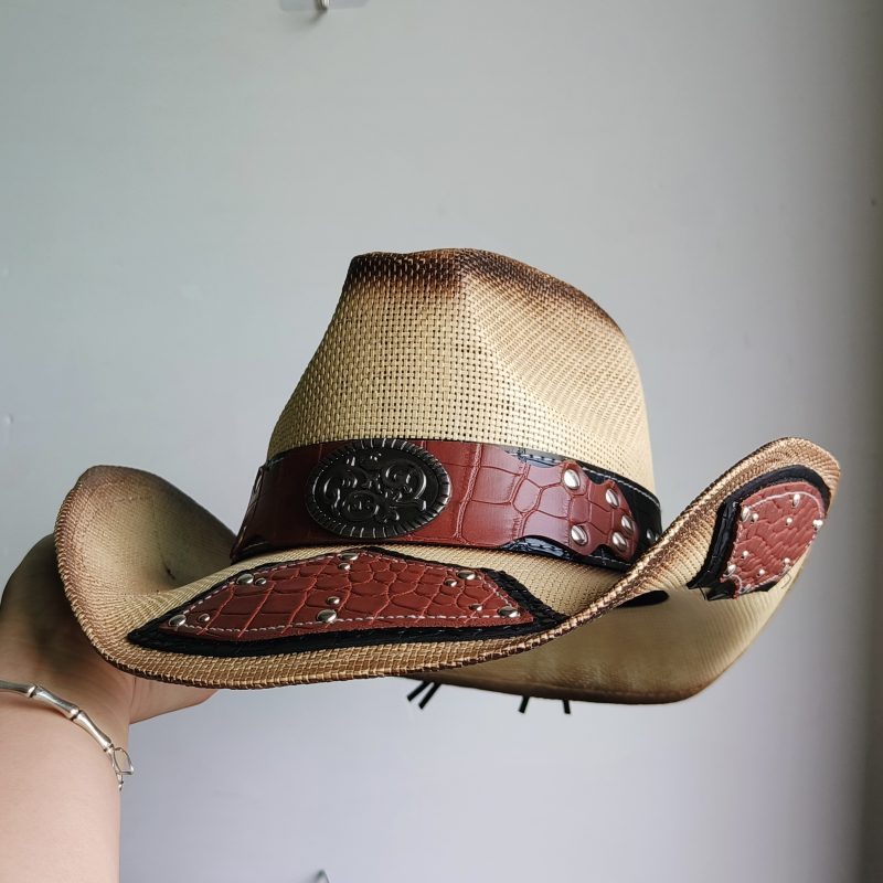 Retro Western Cowboy Straw hat men women Fashion Large Brim straw hat Party Outdoor summer Sunshade Jazz Hat sombrero vaquero - Image 6