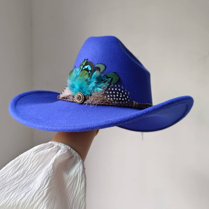 New 9CM Wide Brim Western Cowboy Hat For Men's Vintage Fascinator Cowgirl Jazz Hat Cloche Church Caps Sombrero Hombre - Image 5