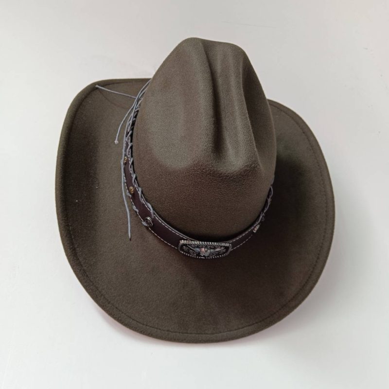 New 9CM Wide Brim Western Cowboy Hat For Men's Vintage Fascinator Cowgirl Jazz Hat Cloche Church Caps Sombrero Hombre - Image 9