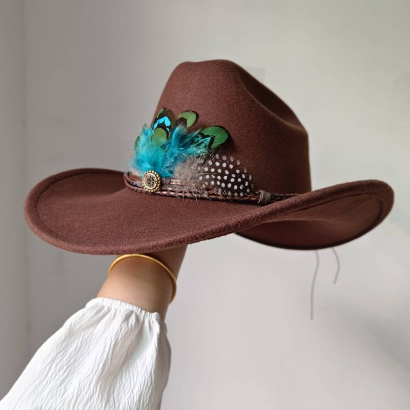 New 9CM Wide Brim Western Cowboy Hat For Men's Vintage Fascinator Cowgirl Jazz Hat Cloche Church Caps Sombrero Hombre - Image 29