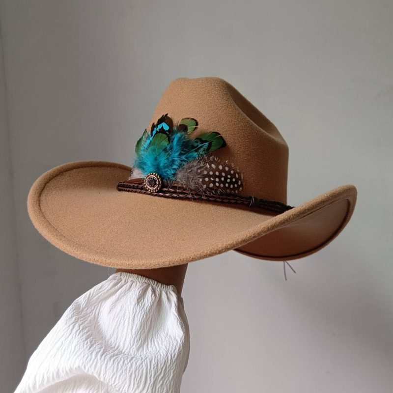 New 9CM Wide Brim Western Cowboy Hat For Men's Vintage Fascinator Cowgirl Jazz Hat Cloche Church Caps Sombrero Hombre - Image 37