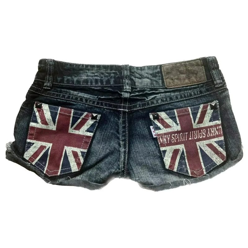 Y2K Mini Shorts Womens Harajuku Vintage Cross Graphic Pockets Embroidery Low Waist Shorts Gothic Sexy Hot Girl Hip Denim Shorts - Image 2