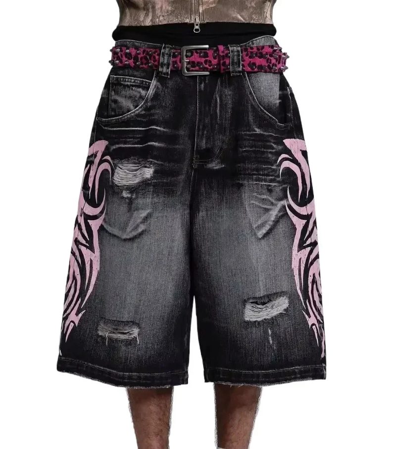 Y2K Mini Shorts Womens Harajuku Vintage Cross Graphic Pockets Embroidery Low Waist Shorts Gothic Sexy Hot Girl Hip Denim Shorts - Image 14
