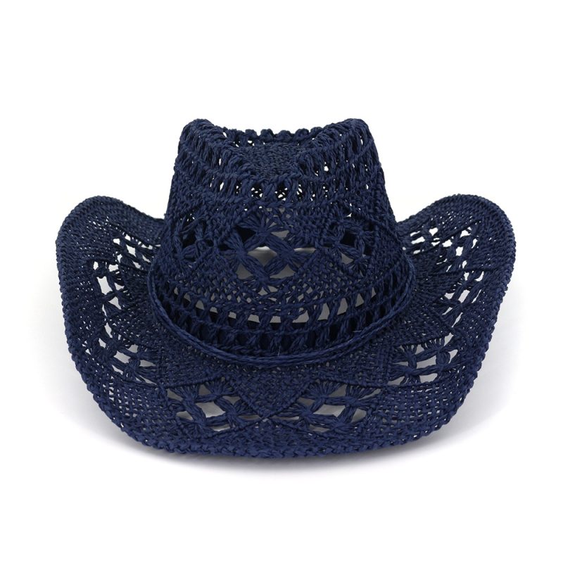 Straw Western Cowboy Hat Hand Made Beach Felt Sunhats Party Cap For Man Woman Curling Brim Cap Sun Protection Unisex Hats - Image 11