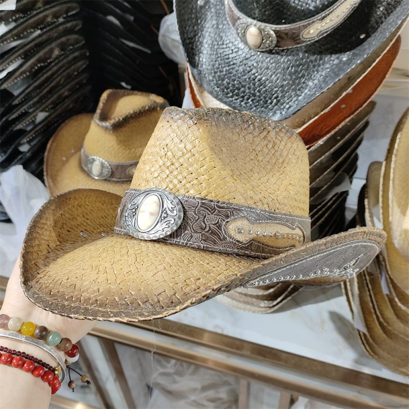 Men's Cardboard Straw Hat Large Brim Western Cowboy Straw Hat for Men and Women Outdoor Summer Sun Hat Double Concave Cowboy Hat - Image 11