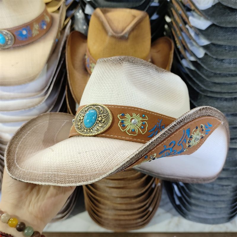 Men's Cardboard Straw Hat Large Brim Western Cowboy Straw Hat for Men and Women Outdoor Summer Sun Hat Double Concave Cowboy Hat - Image 14