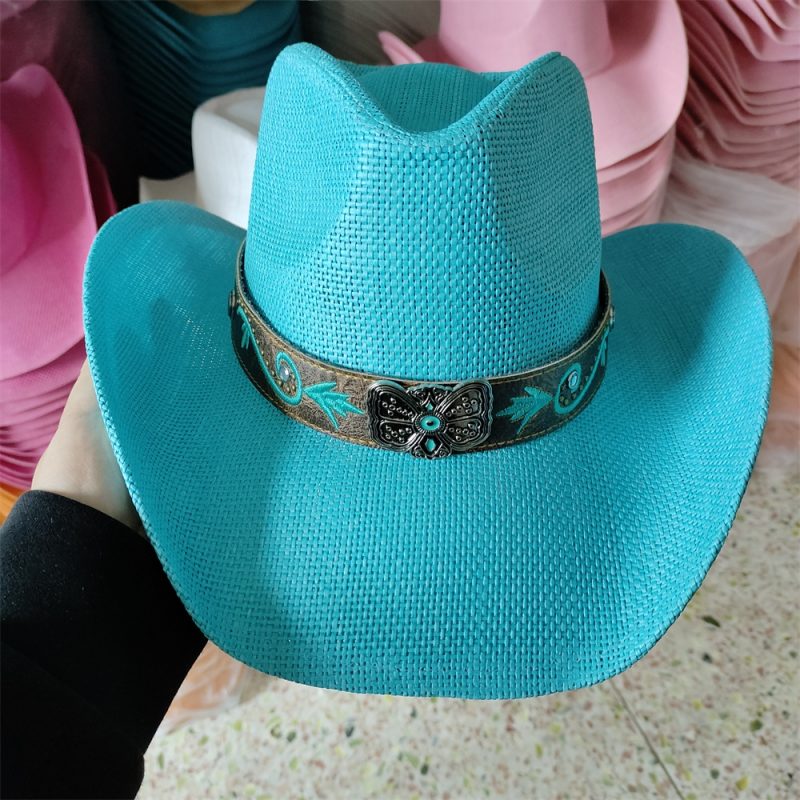 Men's Cardboard Straw Hat Large Brim Western Cowboy Straw Hat for Men and Women Outdoor Summer Sun Hat Double Concave Cowboy Hat - Image 24