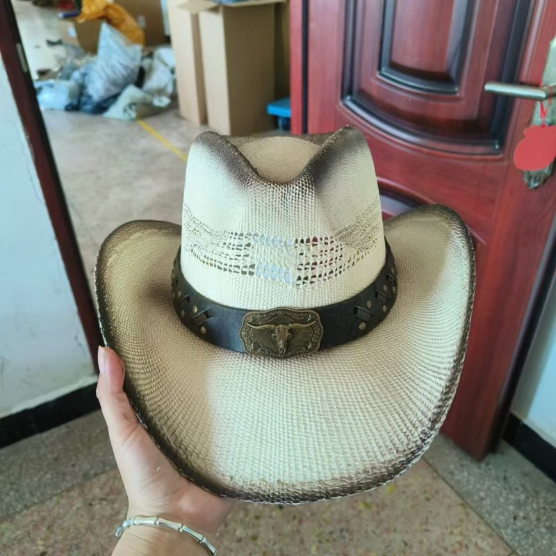 Hand-painted Western Cowboy hat Bronze green hat for men women Large Brim stiff straw hat summer sombrero vaquero hombreковбойс - Image 22