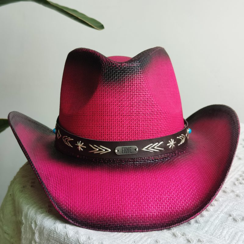 Hand-painted Western Cowboy hat Bronze green hat for men women Large Brim stiff straw hat summer sombrero vaquero hombreковбойс - Image 30
