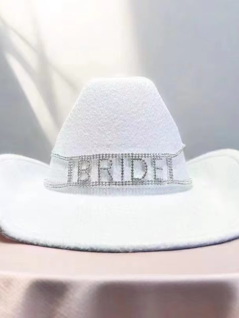 HongLuan BRIDE White Cowboy Hat for Women, Luxury Wedding Hats, Cowboy Accessories & Cowgirl Hats for Ladies Adults Woman