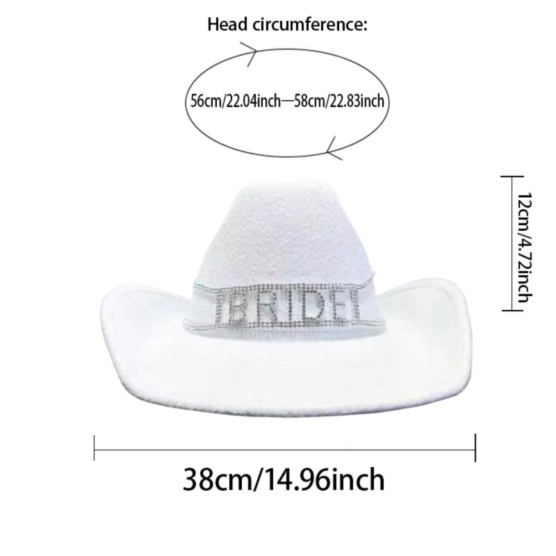 HongLuan BRIDE White Cowboy Hat for Women, Luxury Wedding Hats, Cowboy Accessories & Cowgirl Hats for Ladies Adults Woman - Image 6