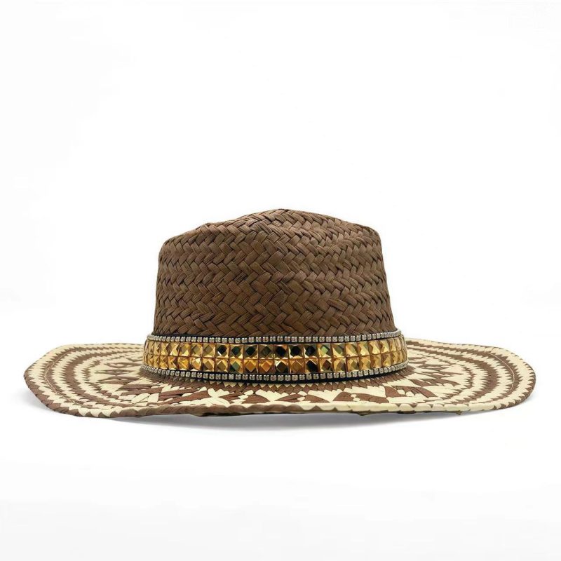 HongLuan Beach Vintage Cowboy Straw Hat Man for Cowboy Hat Party ,Cowboy Accessories & Cowgirl Hats for Ladies Adults Woman - Image 4