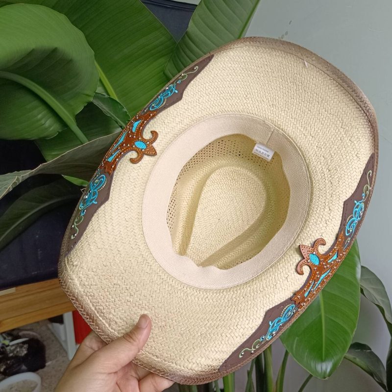 Western cowboy straw hat custom men and women retro wide-brimmed cowboy hat hollow hat sun hat sombrero - Image 6