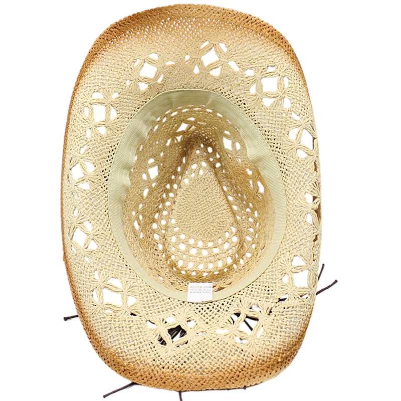 Straw Cowgirl Hat Unisex Beach Hat Cow Boy Hat With Hat Band For Men Women Breathable Lightweight Sun Protection - Image 5
