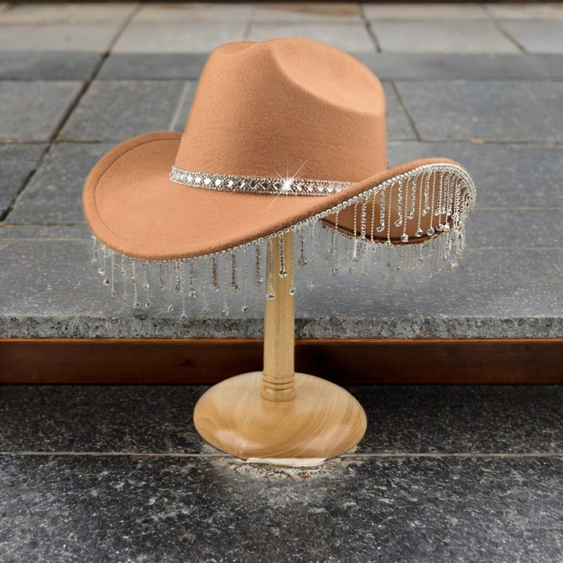 Stylish Women s Cowgirl Hat with Sparkling Rhinestone Tassel and Wide Brim for Lightweight Western Party Wear - Image 2