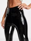 Women Glossy Patent Leather Seameless Leggings Stretch PVC Slim Trousers Ladies Sexy Bodycon PU Pencil Slim Cropped Pants Custom