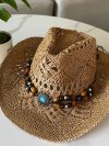 Vintage Summer Beach Bohemian Straw Hat Shell Women Men Western Cowboy Hats Wooden Beads Hollow Out Sun Hat Holiday Cap