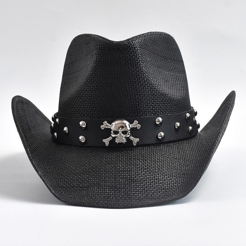 Western Style Straw Hats Vintage Curled Edge Cowgirl Jazz Hat Summer Beach Sun Hat Sombrero Homebre - Image 2