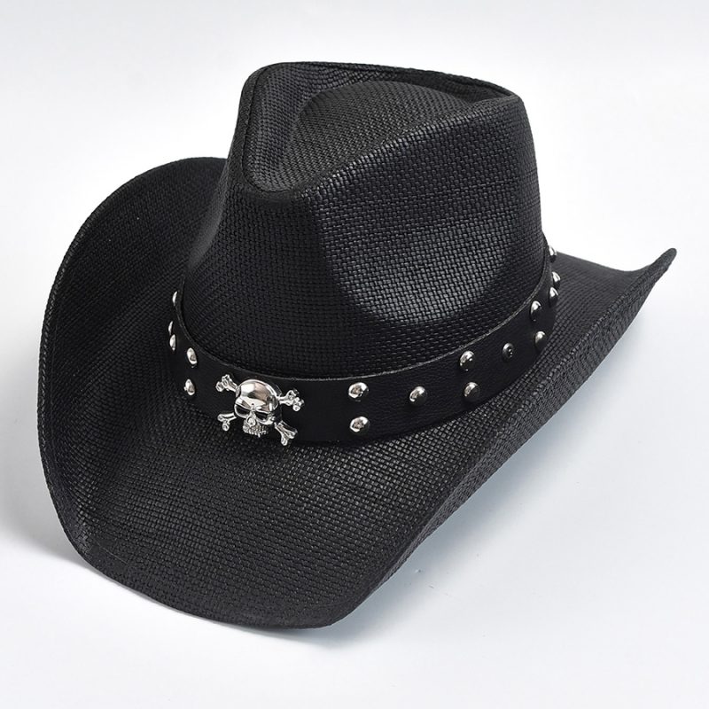 Western Style Straw Hats Vintage Curled Edge Cowgirl Jazz Hat Summer Beach Sun Hat Sombrero Homebre - Image 3