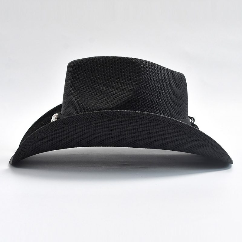 Western Style Straw Hats Vintage Curled Edge Cowgirl Jazz Hat Summer Beach Sun Hat Sombrero Homebre - Image 4