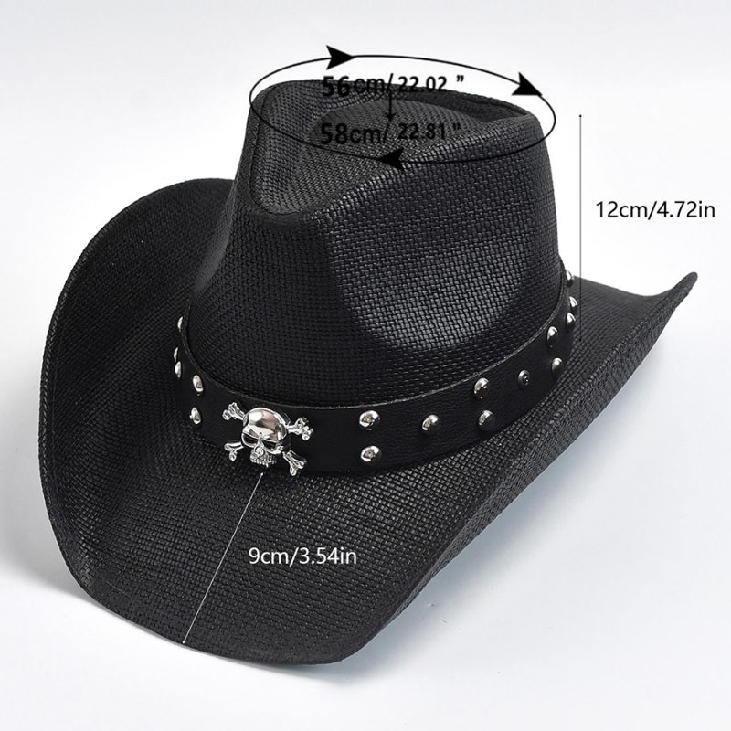 Western Style Straw Hats Vintage Curled Edge Cowgirl Jazz Hat Summer Beach Sun Hat Sombrero Homebre - Image 6
