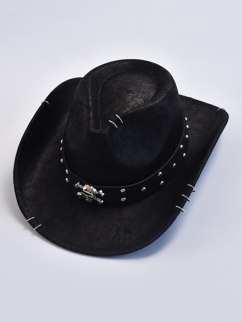 Faux Leather Vintage Western Cowboy Hat For Men Gentleman Jazz Hats Panama Cowgirl Hat Sombrero Hombre - Image 3