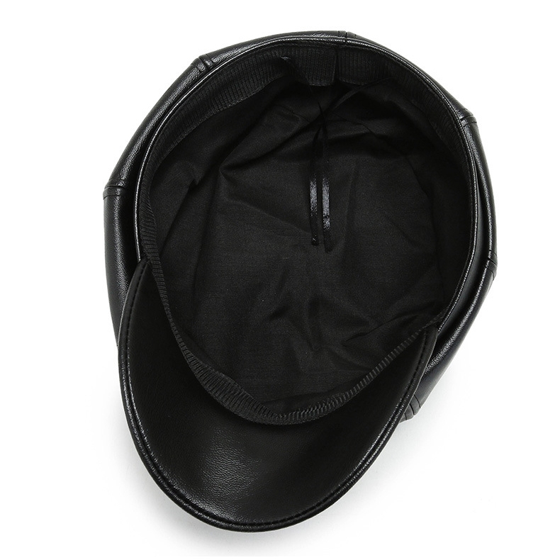 Women Men PU Leather Berets Hat Retro British Solid Beret Baseball Cap Outdoor Sun Hat Winter Warm Octagonal Hats Newsboy Caps - Image 5