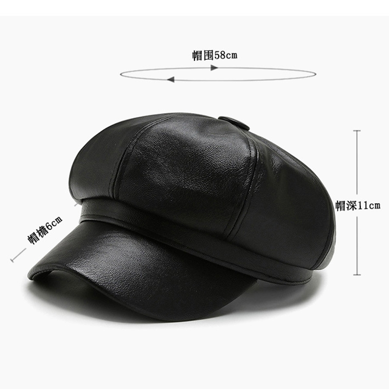 Women Men PU Leather Berets Hat Retro British Solid Beret Baseball Cap Outdoor Sun Hat Winter Warm Octagonal Hats Newsboy Caps - Image 6