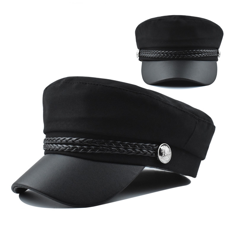 Women Men PU Leather Berets Hat Retro British Solid Beret Baseball Cap Outdoor Sun Hat Winter Warm Octagonal Hats Newsboy Caps - Image 11