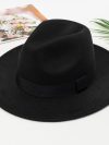 Autumn and winter men and women's new large brimmed hats, fashionable woolen jazz hats, English style top hats