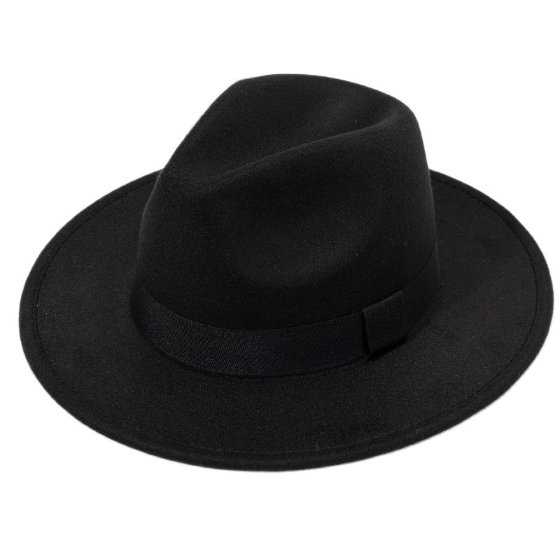 Autumn and winter men and women's new large brimmed hats, fashionable woolen jazz hats, English style top hats - Image 8