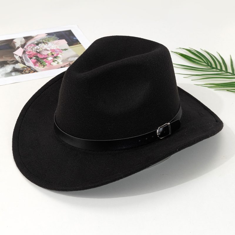 Western Cowboy hat curled belt accessories felt hat hat national style wear performance jazz hat tide
