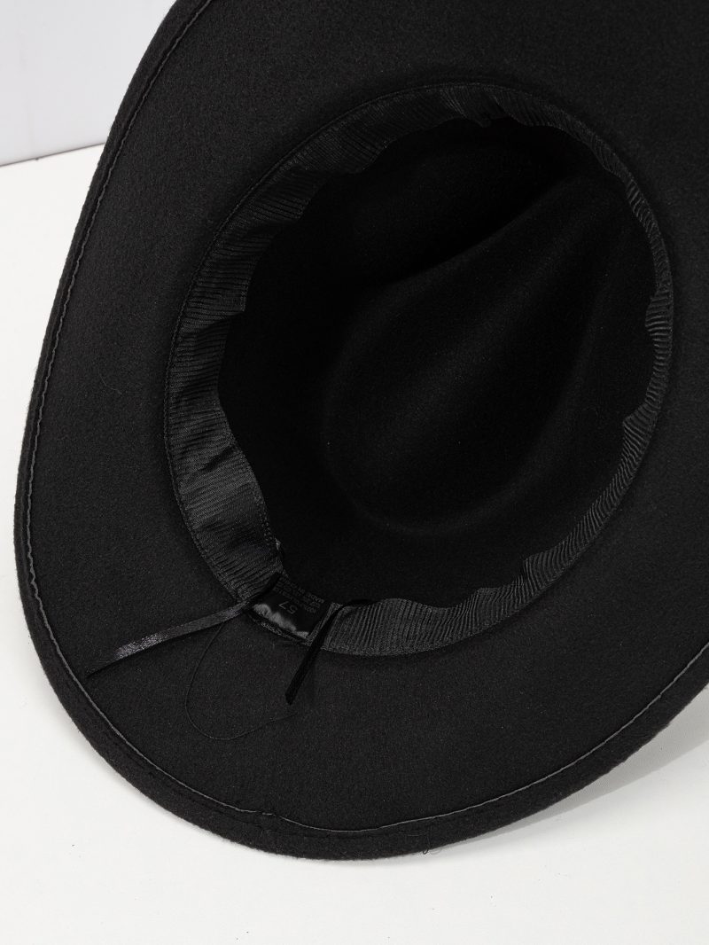 Western Cowboy hat curled belt accessories felt hat hat national style wear performance jazz hat tide - Image 2