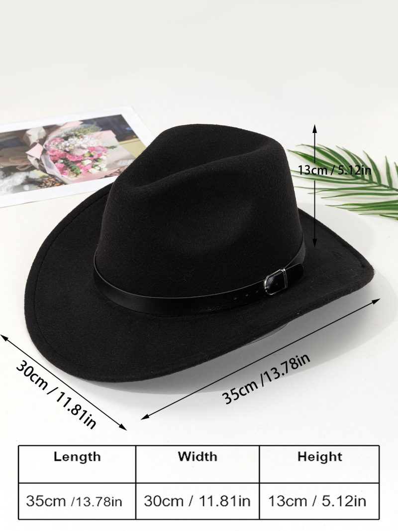 Western Cowboy hat curled belt accessories felt hat hat national style wear performance jazz hat tide - Image 4