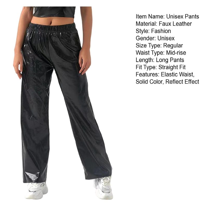Women's Fashion Silver Gold Party Leather Pants Vintage Glitter Party Trousers Solid Colour High Waist Slim Trousers - Image 5