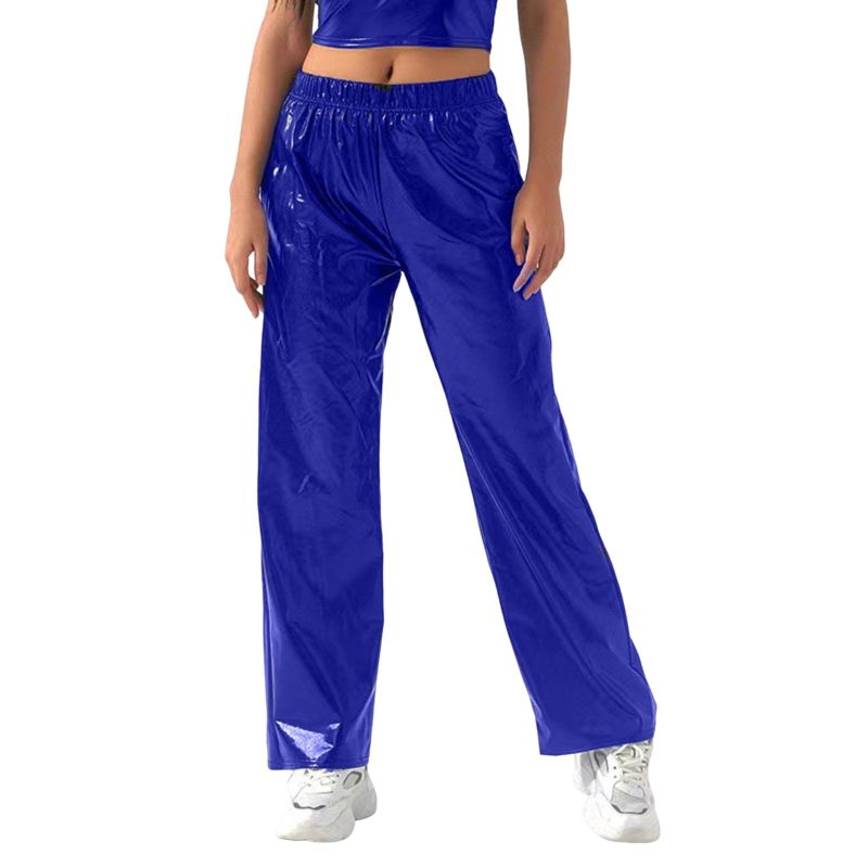 Women's Fashion Silver Gold Party Leather Pants Vintage Glitter Party Trousers Solid Colour High Waist Slim Trousers - Image 11