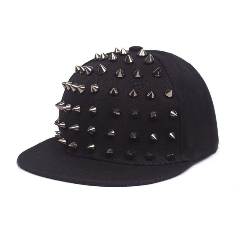 Fashion Sunshade Rivet Flat Hat Breathable Punk Rock Hip Hop Hat Adjustable Baseball Cap Men and Women's - Image 2