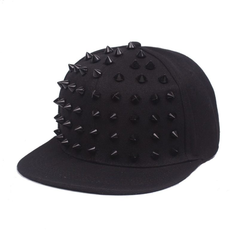 Fashion Sunshade Rivet Flat Hat Breathable Punk Rock Hip Hop Hat Adjustable Baseball Cap Men and Women's - Image 4