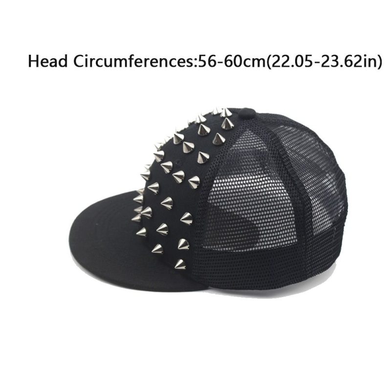 Fashion Sunshade Rivet Flat Hat Breathable Punk Rock Hip Hop Hat Adjustable Baseball Cap Men and Women's - Image 5