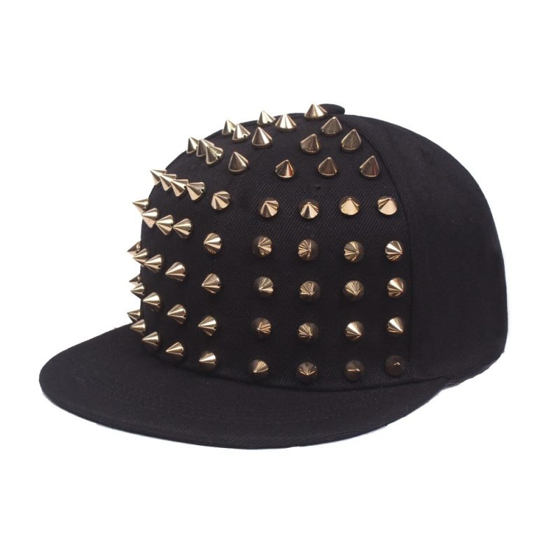 Fashion Sunshade Rivet Flat Hat Breathable Punk Rock Hip Hop Hat Adjustable Baseball Cap Men and Women's - Image 8