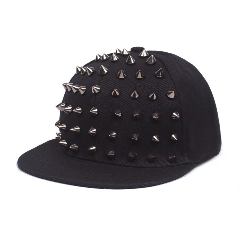 Fashion Sunshade Rivet Flat Hat Breathable Punk Rock Hip Hop Hat Adjustable Baseball Cap Men and Women's - Image 9