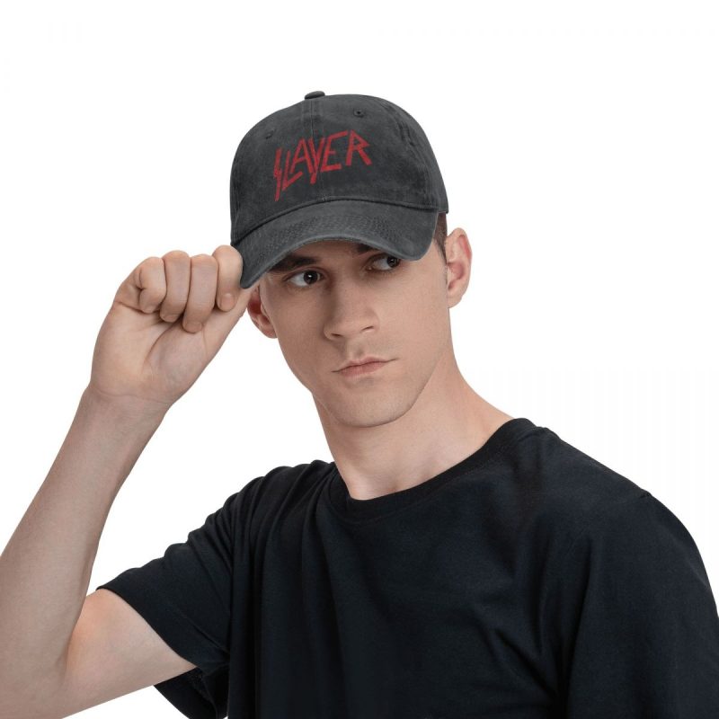 Vintage Slayer Logo Baseball Cap for Men Women Distressed Denim Washed Snapback Hat Heavy Metal Outdoor Running Golf Caps Hat - Image 5