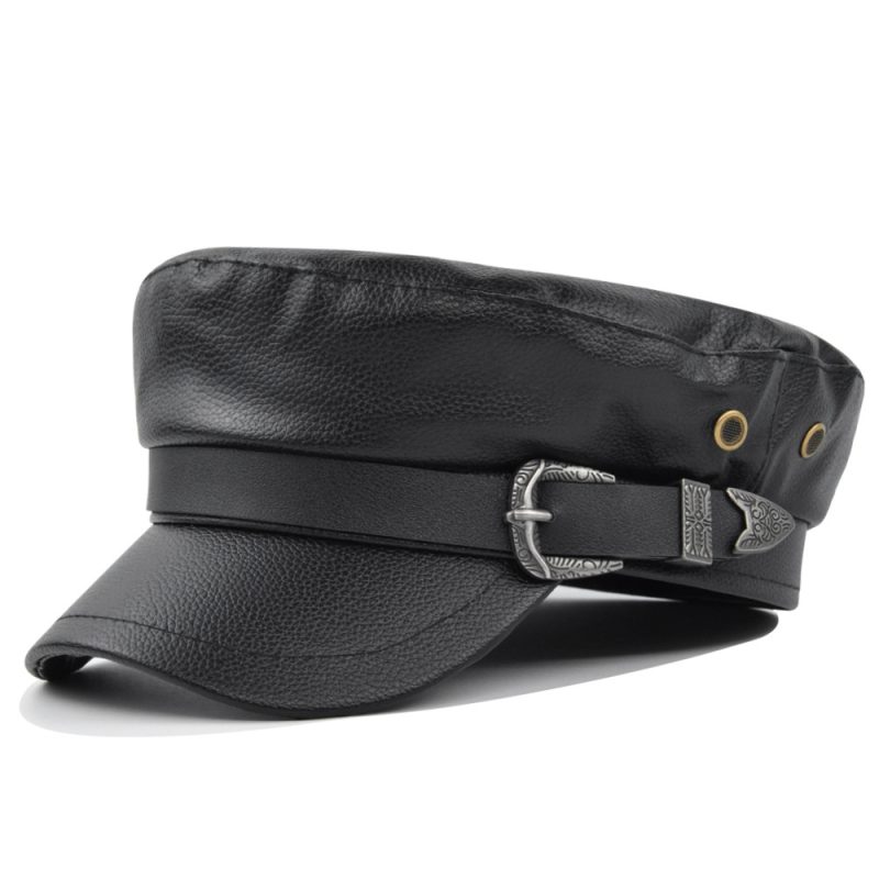 Fashion PU Leather Beret Vintage England Flat Newsboy Caps Outdoor Casual Army Cap - Image 6