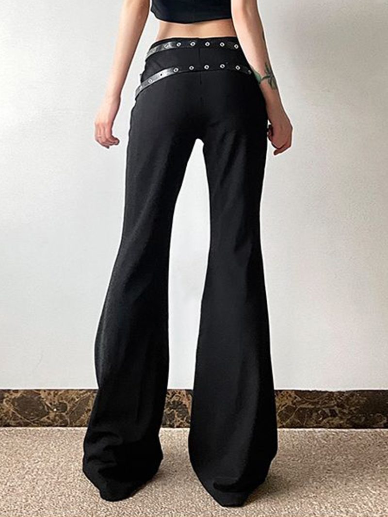 Summer New European And American Style Bell Bottoms Fashion Women's Fashion Trend Leather Buckle Waist Tight Trousers Woman - Image 2