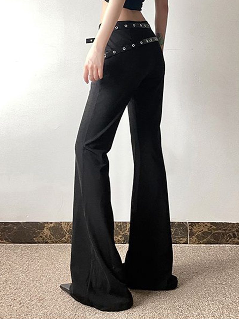 Summer New European And American Style Bell Bottoms Fashion Women's Fashion Trend Leather Buckle Waist Tight Trousers Woman - Image 4